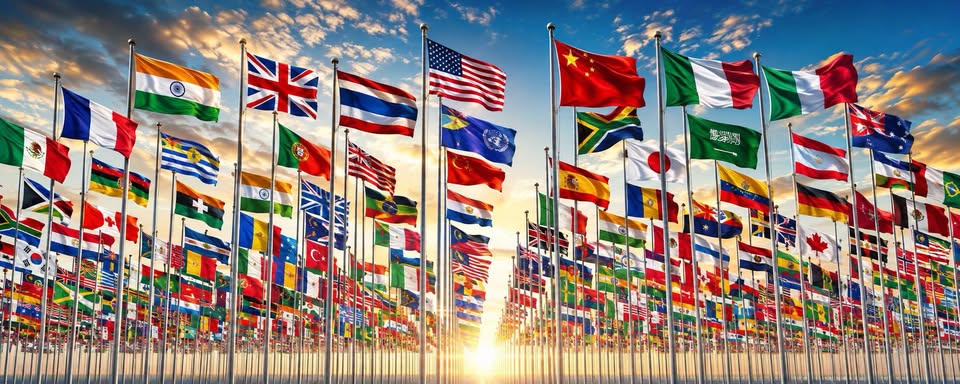 Les drapeaux des nations, image de couverture de la page de l’église